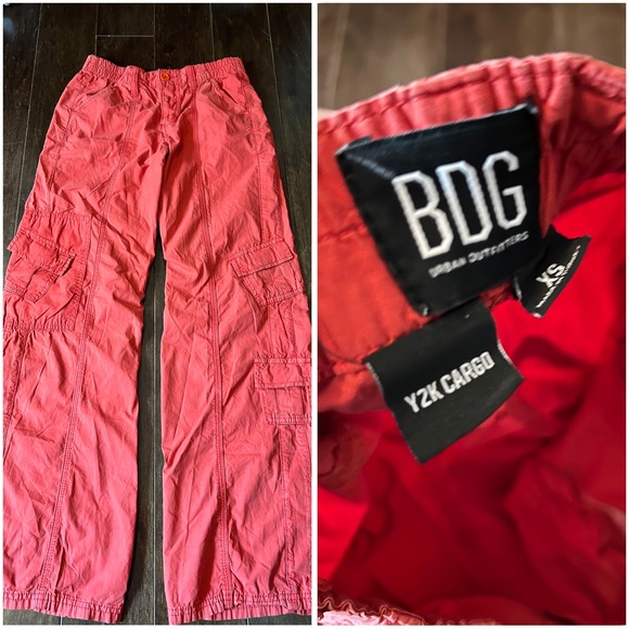 BDG URBAN OUTFIT Y2K CARGO PANTS RED - Picture 1 of 1
